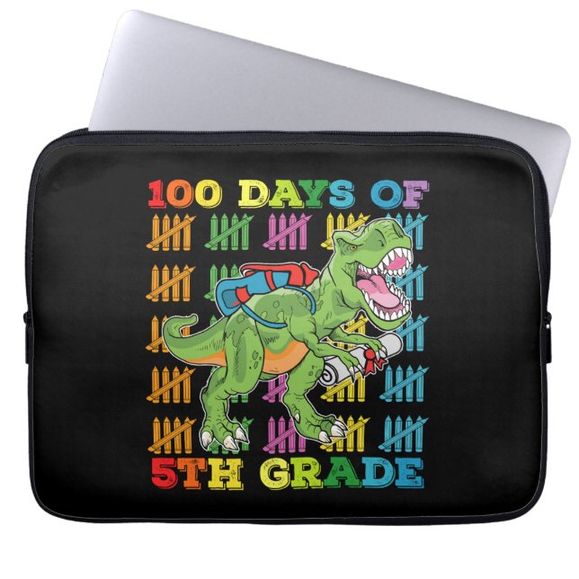 Capa Para Notebook 100 Dias Da Escola T Rex Dinosaur Do 5º Ano (Frente)