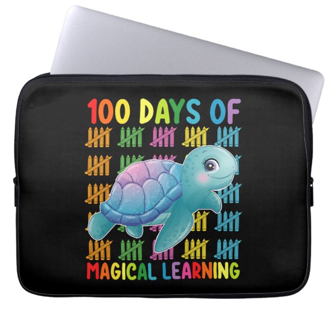 Capa Para Notebook 100 Dias De Aprendizado Mágico Escola Turtle (Frente)
