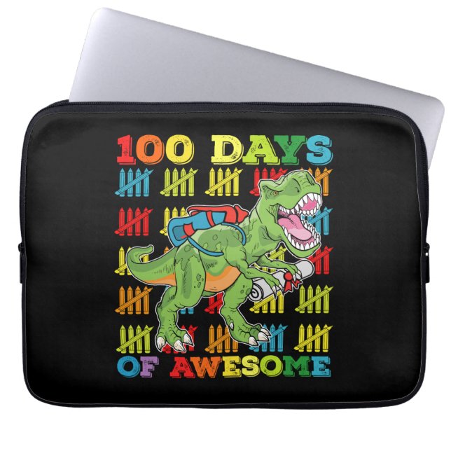 Capa Para Notebook 100 Dias De Espantoso T Rex Dinossaur 100ª Escola (Frente)