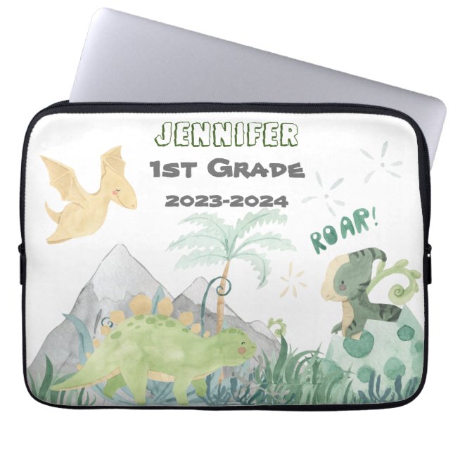 Capa Para Notebook 2023-2024 Nome Etiqueta De Volta Ao Dinossauro Da  (Frente)