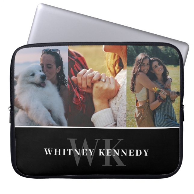 Capa Para Notebook 3 Foto Collage Black Minimalist Monograma (Frente)