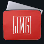 Capa Para Notebook 3 Iniciais Monograma | Vermelho e Branco (ou cor s<br><div class="desc">As suas três iniciais monogramaram.</div>