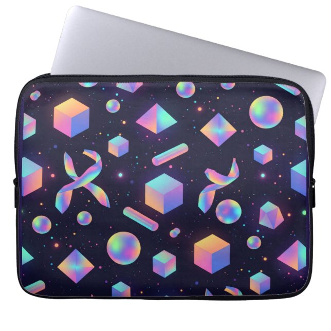 Capa Para Notebook 3D Holographic Geometric Padded Laptop Sleeve (Frente)
