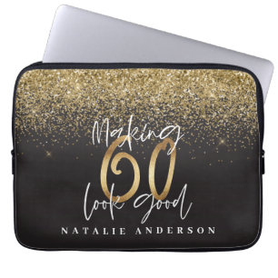 Capa Para Notebook 60º aniversário Dourado de brilho