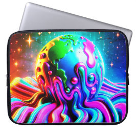 Capa Para Notebook A Bold Multi-Colored Earth on an Electronics Bag