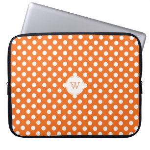 Capa Para Notebook A bolsa de laptop alaranjada e branca do monograma