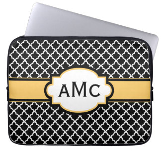 Capa Para Notebook A bolsa de laptop amarela preta do monograma de
