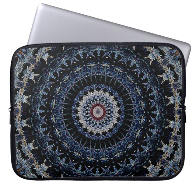 Capa Para Notebook A bolsa de laptop azul da mandala 15 polegadas (Frente)