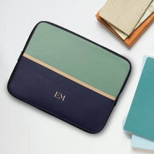 Capa Para Notebook A bolsa de laptop azul Monogrammed elegante
