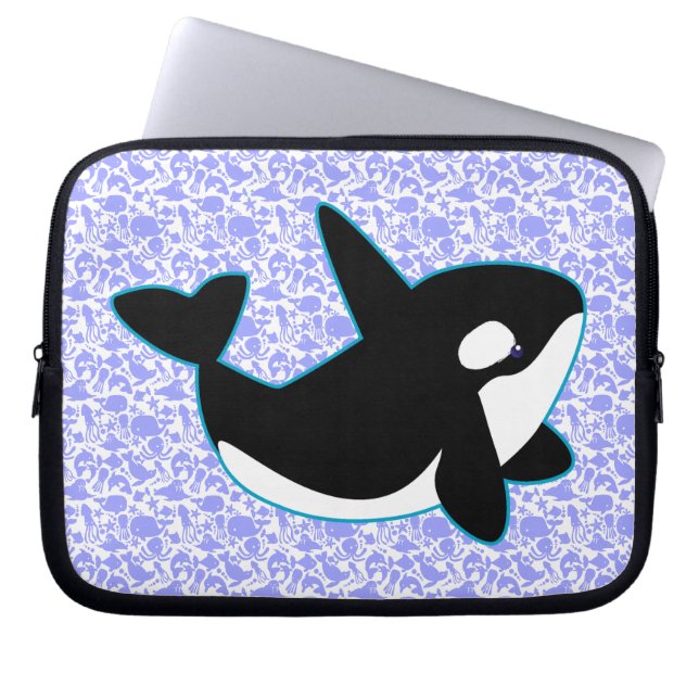 Capa Para Notebook A bolsa de laptop bonito da baleia da orca (Frente)