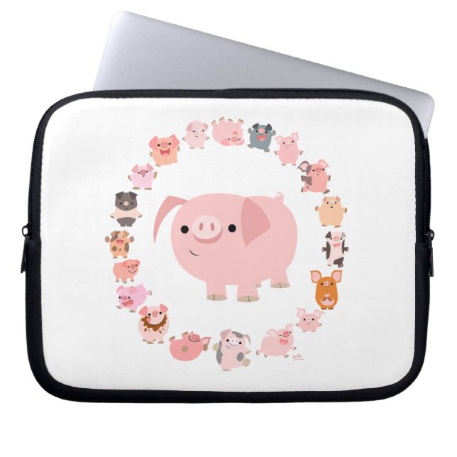 Capa Para Notebook A bolsa de laptop bonito da mandala do porco dos (Frente)