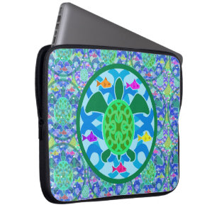 Capa Para Notebook A bolsa de laptop da tartaruga de mar verde