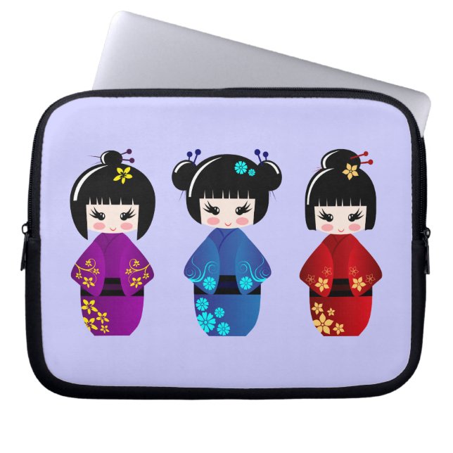 Capa Para Notebook A bolsa de laptop das bonecas de Kokeshi (Frente)