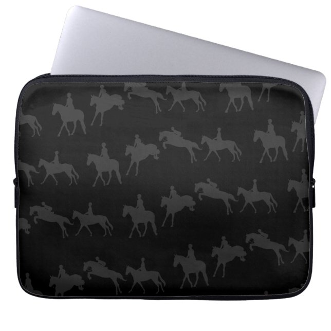 Capa Para Notebook A bolsa de laptop de salto escura dos cavalos (Frente)