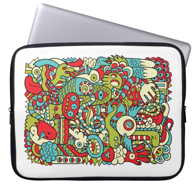 Capa Para Notebook A bolsa de laptop do Doodle do hipster do (Frente)