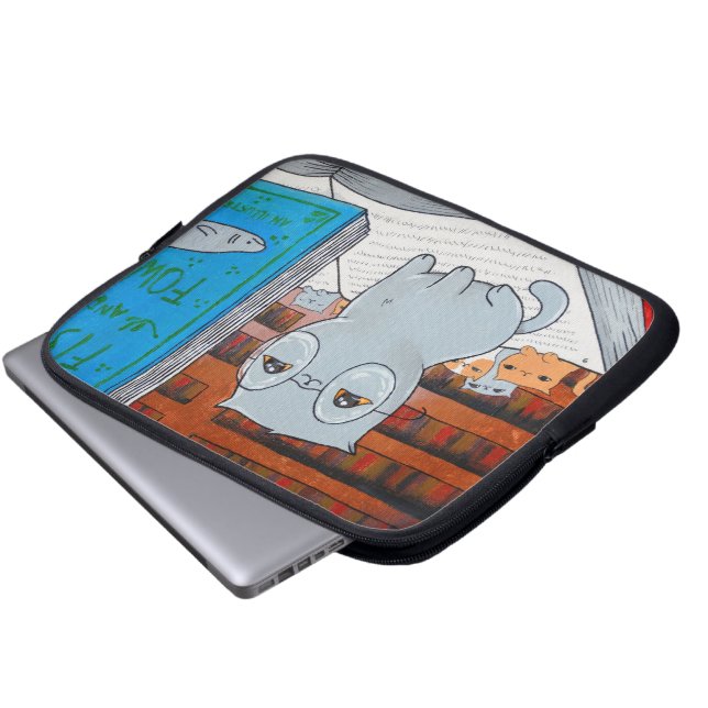 Capa Para Notebook A bolsa de laptop do gato do Bibliophile (Frente Inferior)