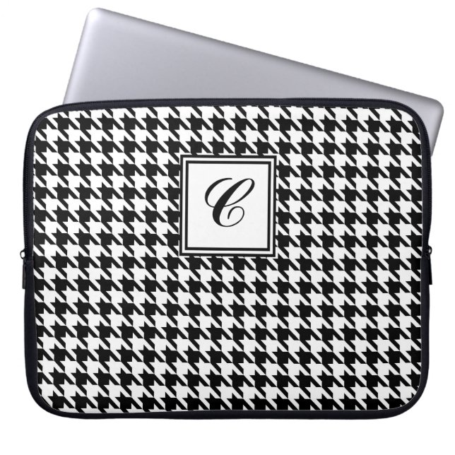 Capa Para Notebook A bolsa de laptop do monograma de Houndstooth (Frente)