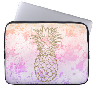 Capa Para Notebook A bolsa de laptop Dourado feminino da aguarela do