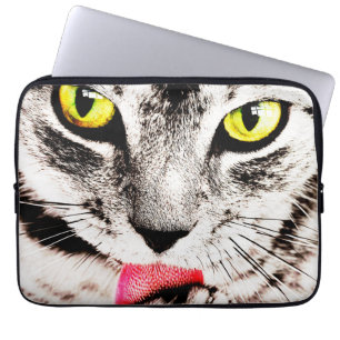 Capa Para Notebook A bolsa de laptop feroz do gato de gato malhado