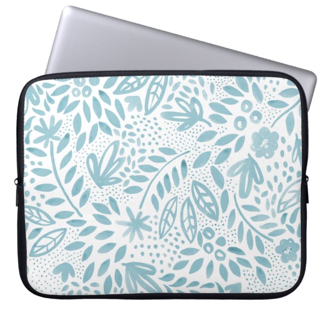 Capa Para Notebook A bolsa de laptop floral azul do Belle (Frente)