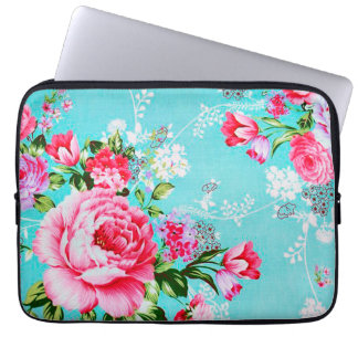 Capa Para Notebook A bolsa de laptop floral cor-de-rosa chique do