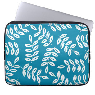 Capa Para Notebook A bolsa de laptop floral da folha azul da