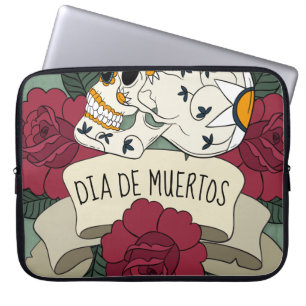 Capa Para Notebook A bolsa de laptop floral de Crânio Diâmetro de los