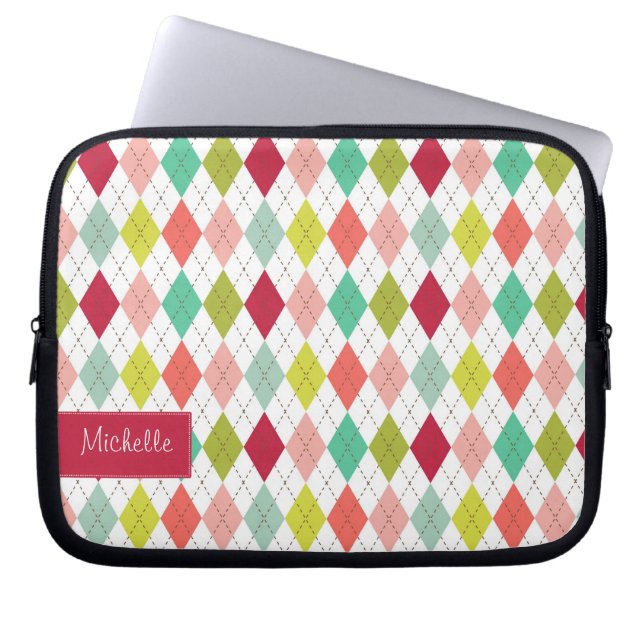 Capa Para Notebook A bolsa de laptop formal da xadrez de Argyle com (Frente)