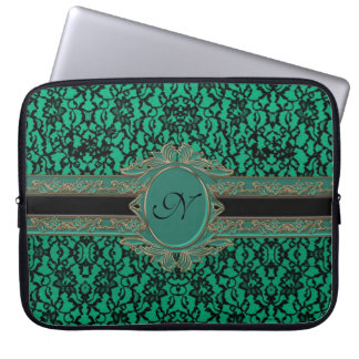 Capa Para Notebook A bolsa de laptop irlandesa verde do monograma do