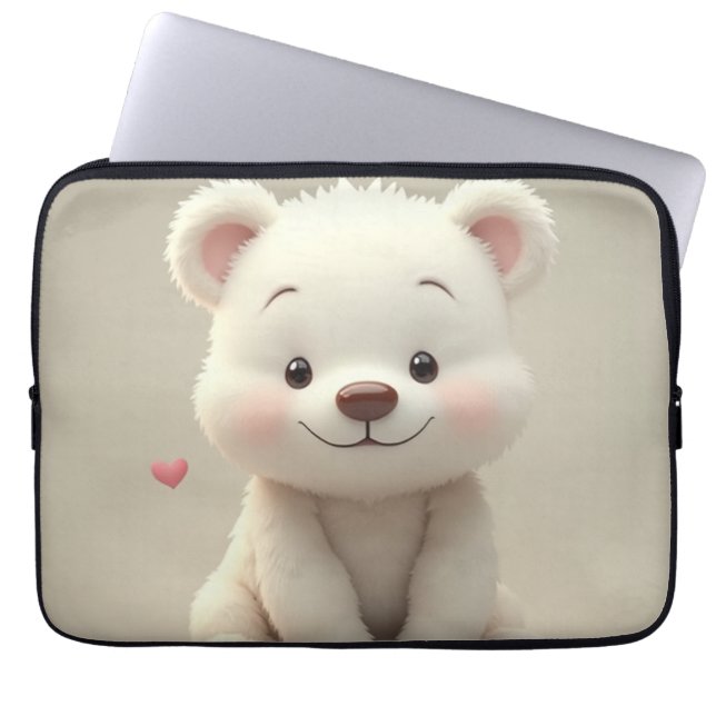 Capa Para Notebook A bolsa de laptop mais bonita do urso branco de 13 (Frente)