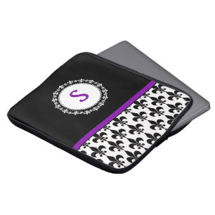 Capa Para Notebook A bolsa de laptop Monogrammed roxa da flor de lis