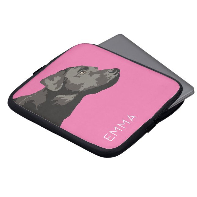 Capa Para Notebook A bolsa de laptop personalizada Labrador preta (Frente Topo)