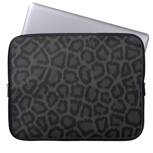 Capa Para Notebook A bolsa de laptop preta do leopardo (Frente)