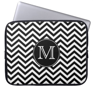 Capa Para Notebook A bolsa de laptop preto e branco de Chevron do