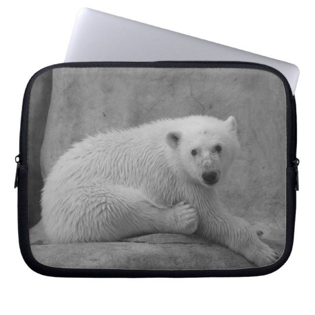 Capa Para Notebook A bolsa de laptop preto e branco do urso polar do (Frente)