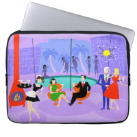 A bolsa de laptop tropical retro do cocktail