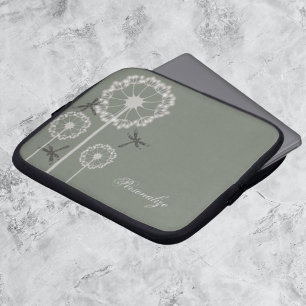 Capa Para Notebook A bolsa de laptop verde das libélulas