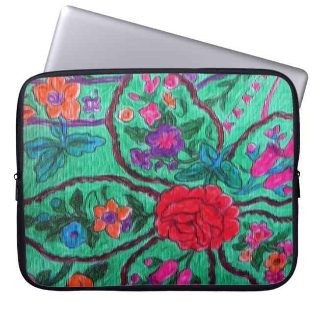 Capa Para Notebook A bolsa de laptop verde de paisley (Frente)