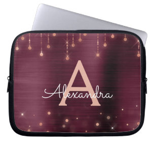 Capa Para Notebook A corda Dourado cor-de-rosa de Borgonha ilumina o