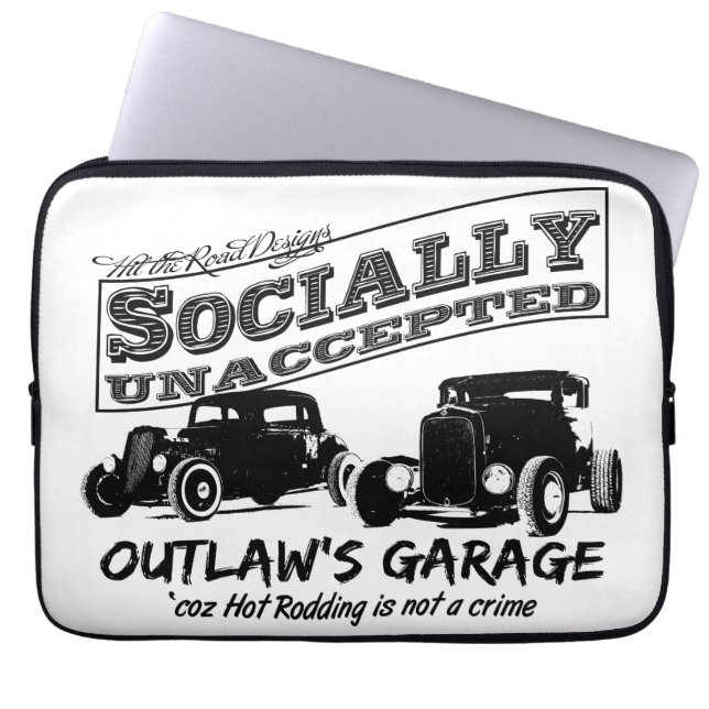 Capa Para Notebook A garagem do fora da lei. Dois hot rod social (Frente)