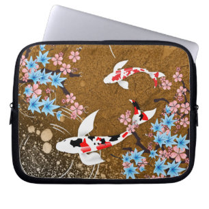 Capa Para Notebook A lagoa de Koi - madeira - japonês projeta a bolsa