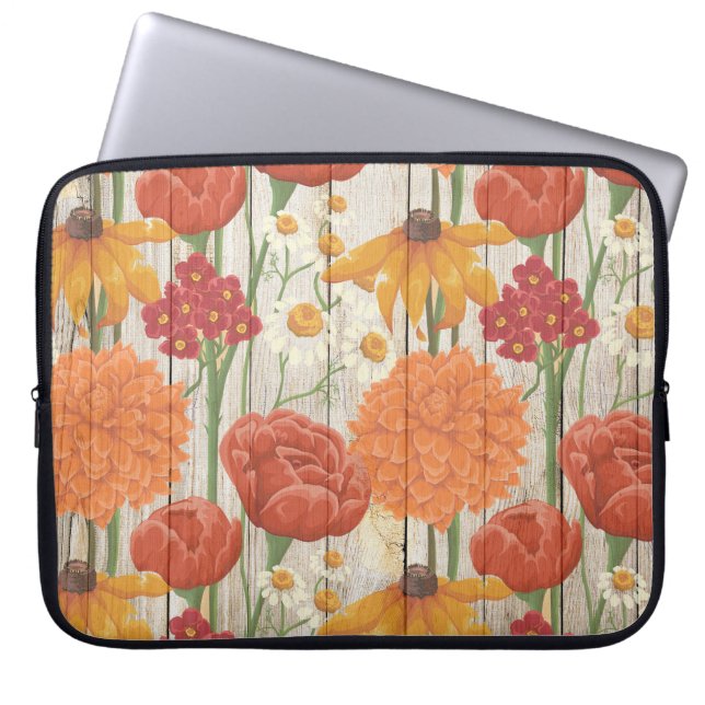 CAPA PARA NOTEBOOK A MADEIRA PARECE TEXTURA COM FLORES DE PASTEL (Frente)