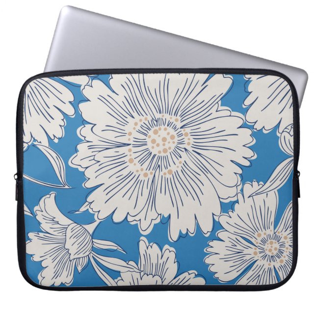 Capa Para Notebook A mão desenhou flores de abstrato jardim. Gaveta d (Frente)
