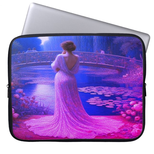 Capa Para Notebook A mulher elegante é Bolsa de Eletrônicos Purple Re (Frente)