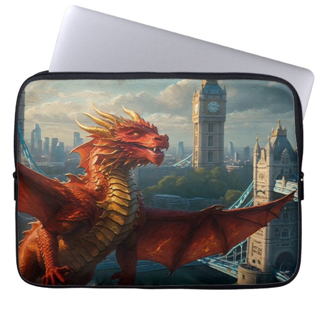 Capa Para Notebook A Red Scottish Dragon Warm London (Frente)