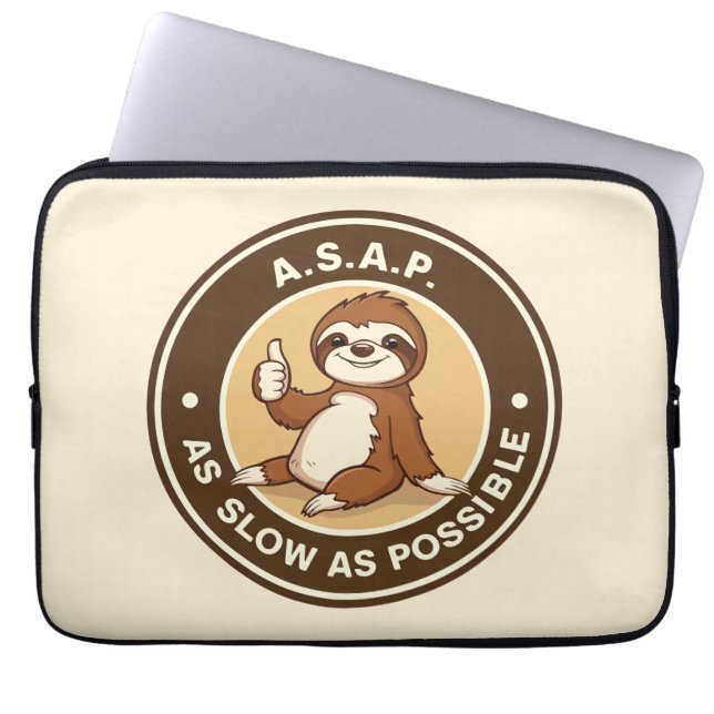 Capa Para Notebook A.S.A.P Tão lento quanto possível preguiça (Frente)