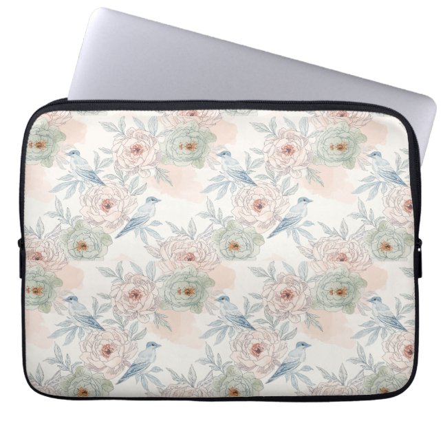 Capa Para Notebook A symphony of song and petals pattern (Frente)