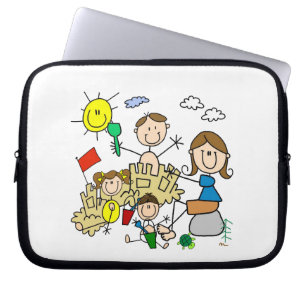 Capa Para Notebook A vara figura o divertimento da praia da família