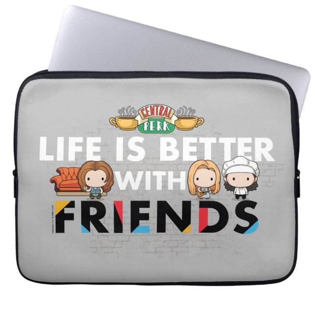 Capa Para Notebook A Vida é Melhor com FRIENDS™ Arte Chibi (Frente)