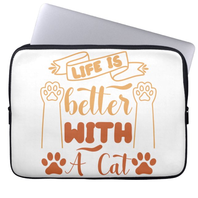 Capa Para Notebook A vida é melhor com um gato (Frente)